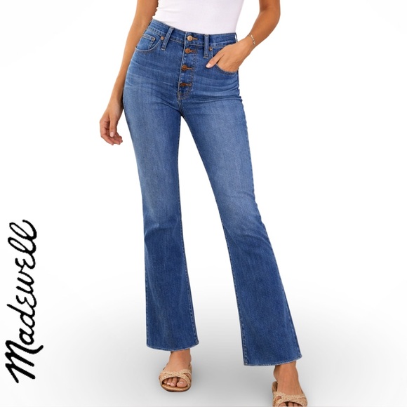 Madewell Denim - Madewell Cali Demi Boot Cut Jeans Size 33 High Rise Buttonfly Cropped Jeans
